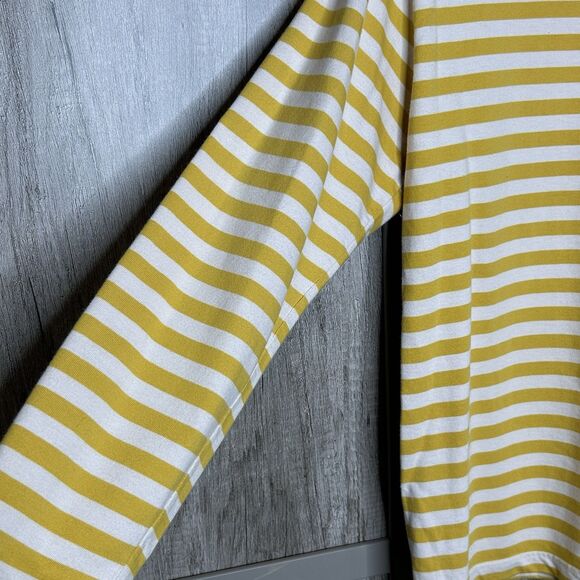 Agnes B. Border Striped T Shirt Yellow Cream Size 2 - Picture 3 of 6